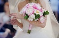 Bride with her peonies bouquet Royalty Free Stock Photo