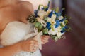 Bride holding big wedding bouquet on wedding ceremony Royalty Free Stock Photo