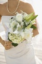 Bride holding bouquet.