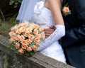 Bride holding orange bouquet detail Royalty Free Stock Photo