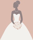 Bride holding a rose bouquet, vector illustration Royalty Free Stock Photo