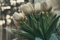 Bride holding white elegant modern autumn wedding bouquet. Royalty Free Stock Photo