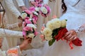 Bride holds a wedding bouquet, wedding dress, wedding details Royalty Free Stock Photo