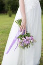 Bride holds a wedding bouquet, wedding dress, wedding details Royalty Free Stock Photo