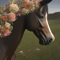 bride horse with flowers Royalty Free Stock Photo