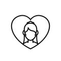 Bride icon. woman bridal with love frame graphic for wedding concept illustration design. simple clean monoline symbol