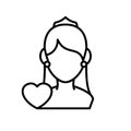 Bride icon. woman bridal with love illustration for wedding concept design. simple clean monoline symbol
