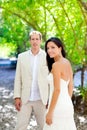 Bride just married couple in love at outdoor Royalty Free Stock Photo