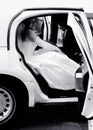 Bride in a limousine