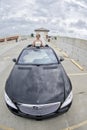 Bride in Limousine sunroof