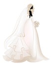 Bride in long chic dress. Wedding fashion. Invintation design. Woman silhouette