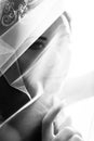 Bride looks mysterious being covered with a veil Royalty Free Stock Photo