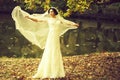 Bride outdoor in autumn Royalty Free Stock Photo