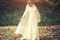 Bride outdoor in autumn Royalty Free Stock Photo