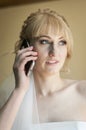 Bride and the phone Royalty Free Stock Photo