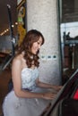 Bride is playing piano