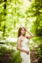 Bride portrait in the spring forest Royalty Free Stock Photo