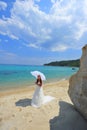 Bride portrait on tropical landscape Royalty Free Stock Photo