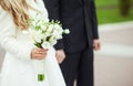 Bride with a posy and groom Royalty Free Stock Photo