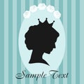 Bride princess silhouette. Vector illustration of elegant bride face silhouette with crown on head.