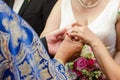 Bride receiving wedding ring