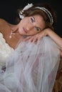 Bride Rests Head on Hand Royalty Free Stock Photo