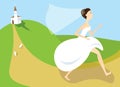 Bride run away Royalty Free Stock Photo