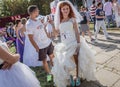 Bride run event in Warsaw, Poland