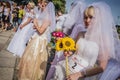 Bride run event in Warsaw, Poland