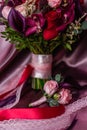 The bride`s bouquet and boutonniere Royalty Free Stock Photo