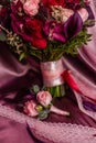 The bride`s bouquet and boutonniere Royalty Free Stock Photo