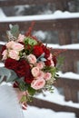 The bride's bouquet with different roses