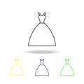 bride's dress multicolored icon. Element of wedding, thin line multicolored icon can be used for web, logo, mobile app, UI, UX Royalty Free Stock Photo