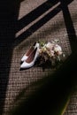 Bride`s flowers and shoes