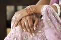 Bride's Hand With Henna Tattoo, Indian Wedding Royalty Free Stock Photo