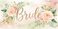 Bride Script with Blush Roses and Greenery Royalty Free Stock Photo