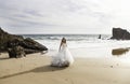 Bride sea shore Royalty Free Stock Photo