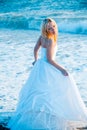 Bride in sea water Royalty Free Stock Photo