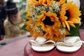 Bride with shoes and flowers