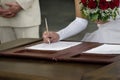 Bride Signing Wedding Contract Royalty Free Stock Photo