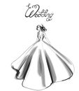 Bride silhouette Vector line art. Beautiful long dress . Template for design cards Royalty Free Stock Photo