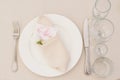 Bride tableset of plates and dishes Royalty Free Stock Photo