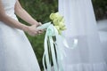 Bride throwing flowers wedding