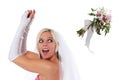 Bride tossing the bouquet Royalty Free Stock Photo