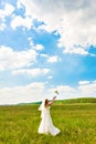 Bride tossing the bouquet Royalty Free Stock Photo