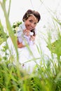 Bride under umbrella Royalty Free Stock Photo