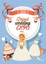 Bride vector bridesmaid woman character in wedding dresses wearing white dressing accessories and bridal celebration