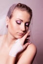 Bride with veil and pink makeup Royalty Free Stock Photo