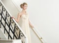 Bride Walking Down Stairs Royalty Free Stock Photo