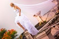 Bride wearing in beautiful dress and veil